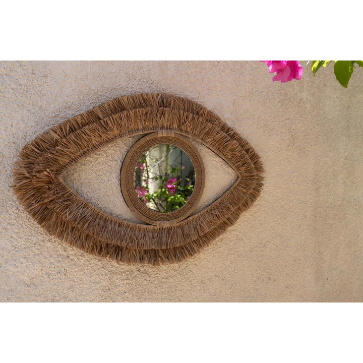 Raffia-Augenspiegel – Natürlicher Boho-Spiegel | Handgefertigt aus Bast