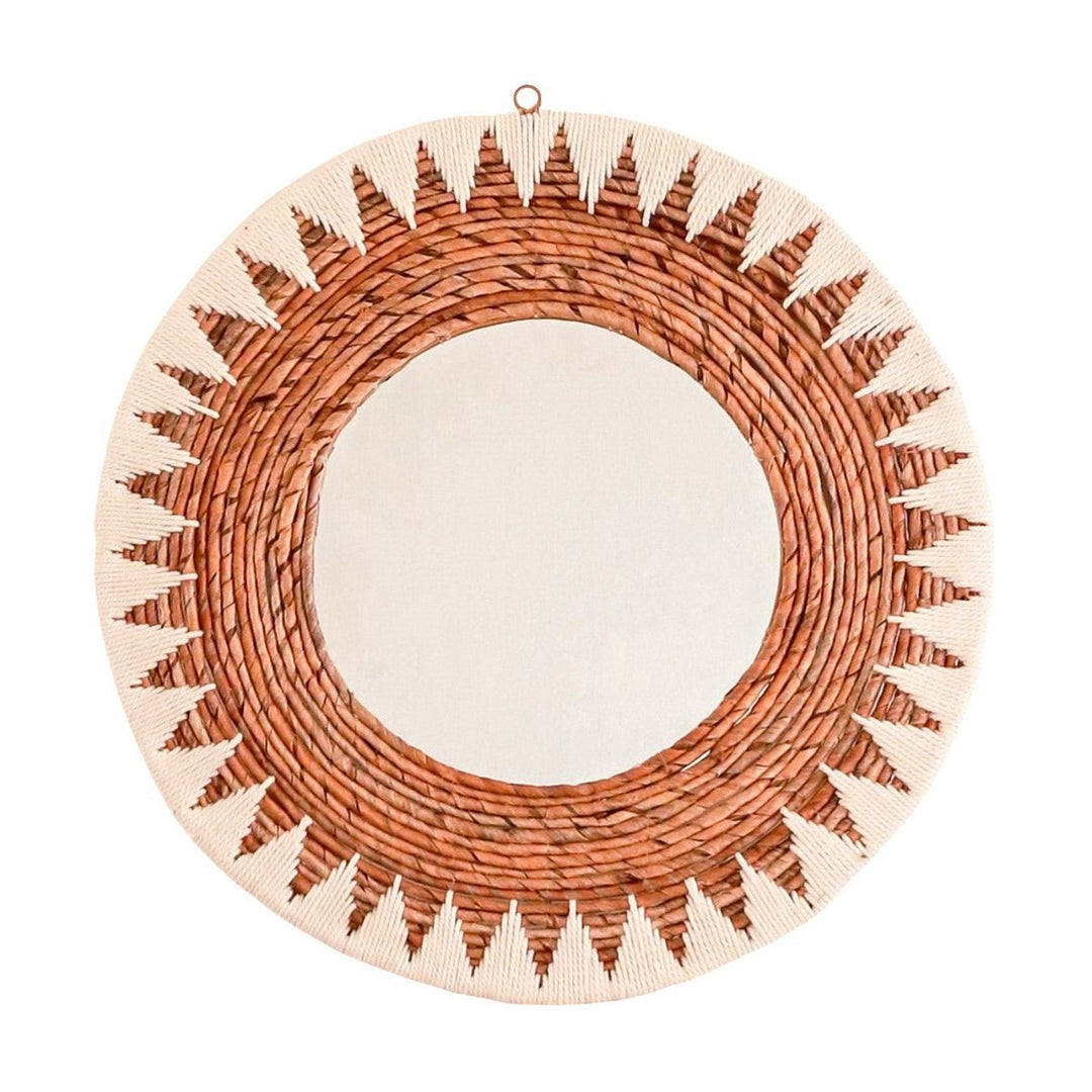 Runder Wandspiegel „Awan“ (Ø 58 cm) – Gewebte Boho-Dekoration
