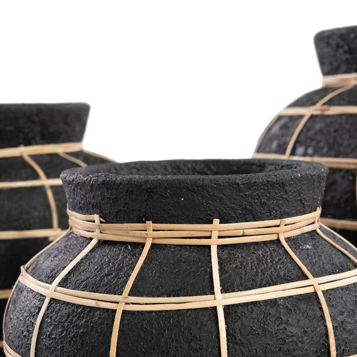 Bauchvase – Küstenflair im Boho-Stil | Schwarz Natur (Größe M)
