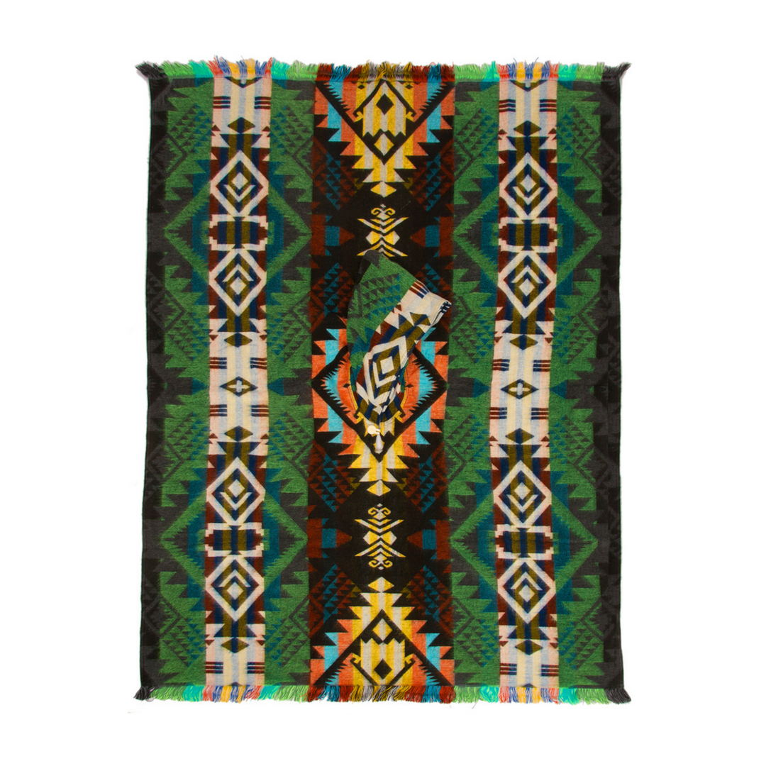 Alpaka-Poncho | Handgemacht in Ecuador | Waorani-Grün