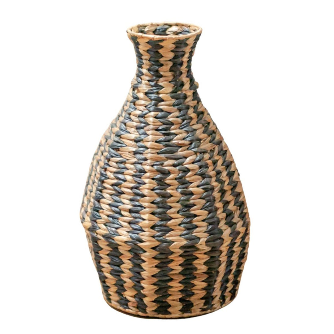 Geflochtene Boho Vase DAYANA – Schwarz | Wasserhyazinthe