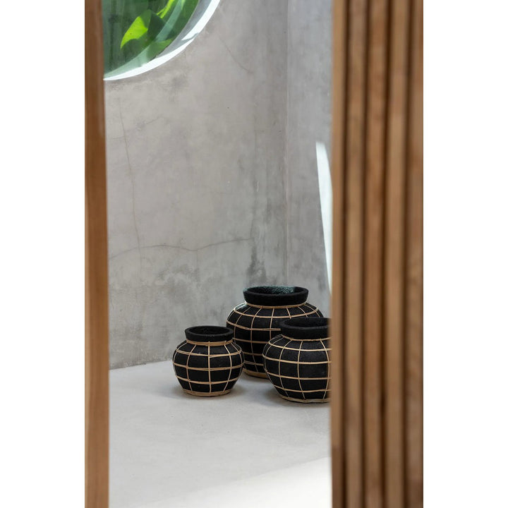 Bauchvase – Küstenflair im Boho-Stil | Schwarz Natur (Größe L)