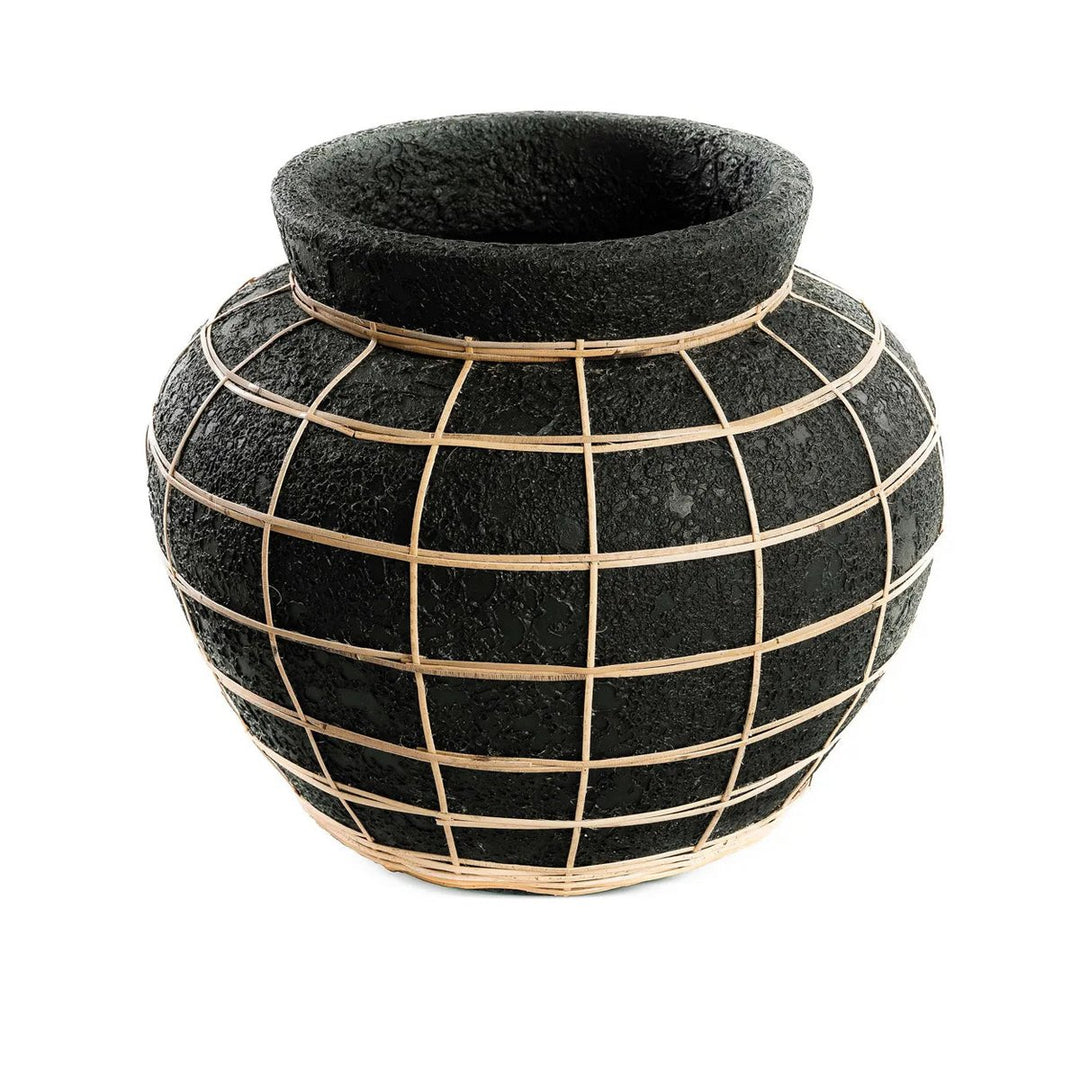 Bauchvase – Küstenflair im Boho-Stil | Schwarz Natur (Größe L)