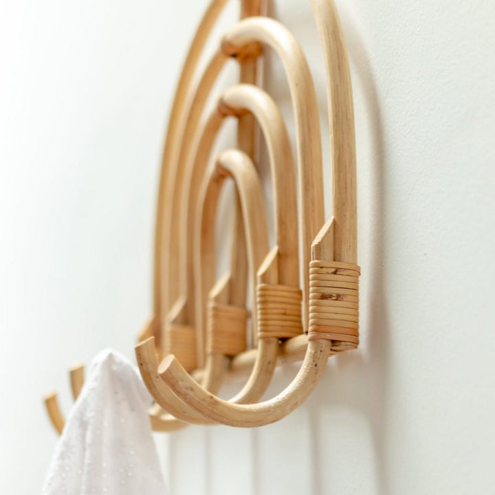 Rattan-Wandhaken „Maku“ (2 Größen) – Boho-Garderobenhaken