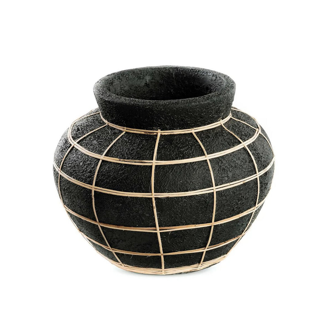 Bauchvase – Küstenflair im Boho-Stil | Schwarz Natur (Größe M)