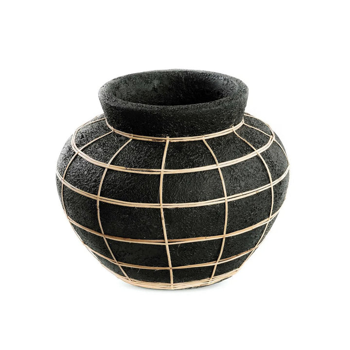 Bauchvase – Küstenflair im Boho-Stil | Schwarz Natur (Größe M)