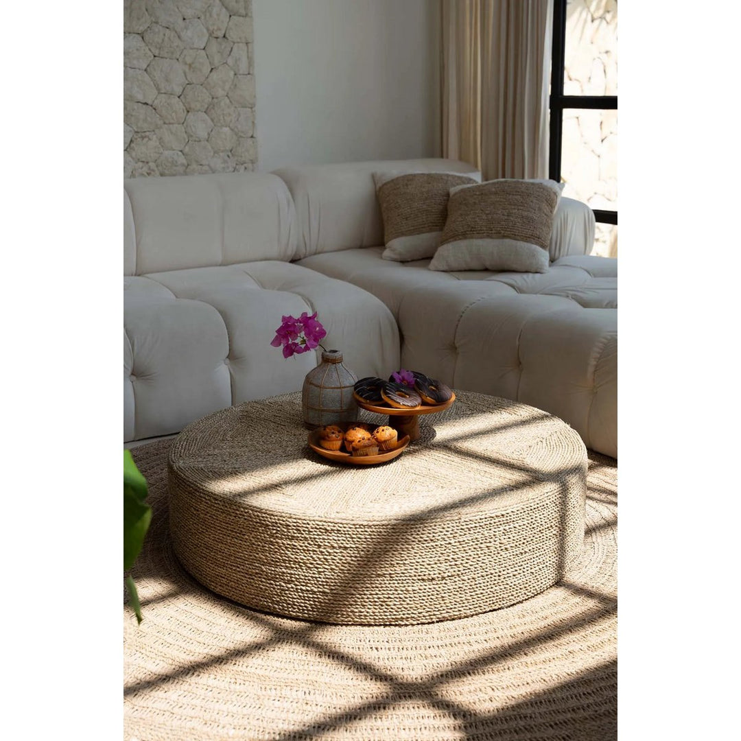 Riesiger Sitzpouf – Natürliches Design | Handgewebt Ø 100 cm