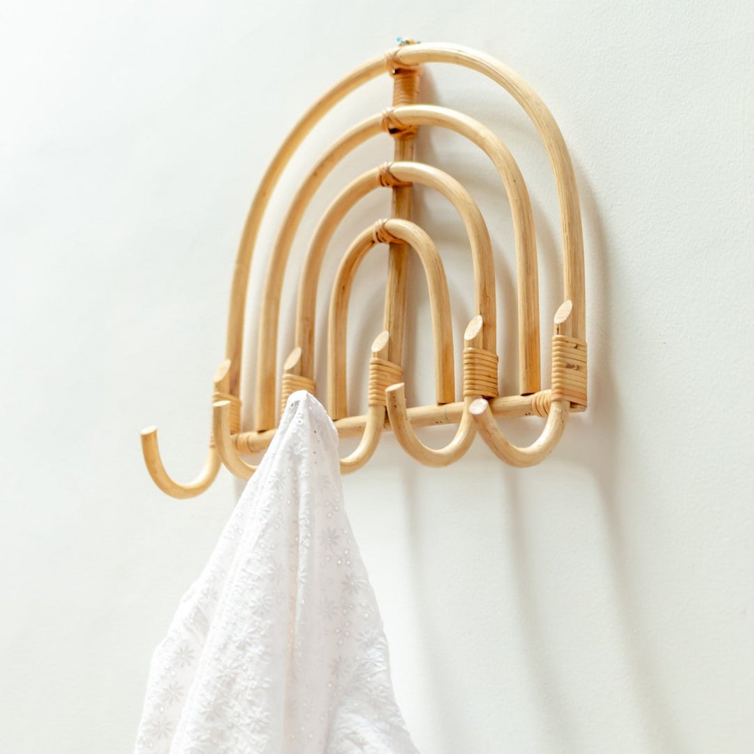 Rattan-Wandhaken „Maku“ (2 Größen) – Boho-Garderobenhaken