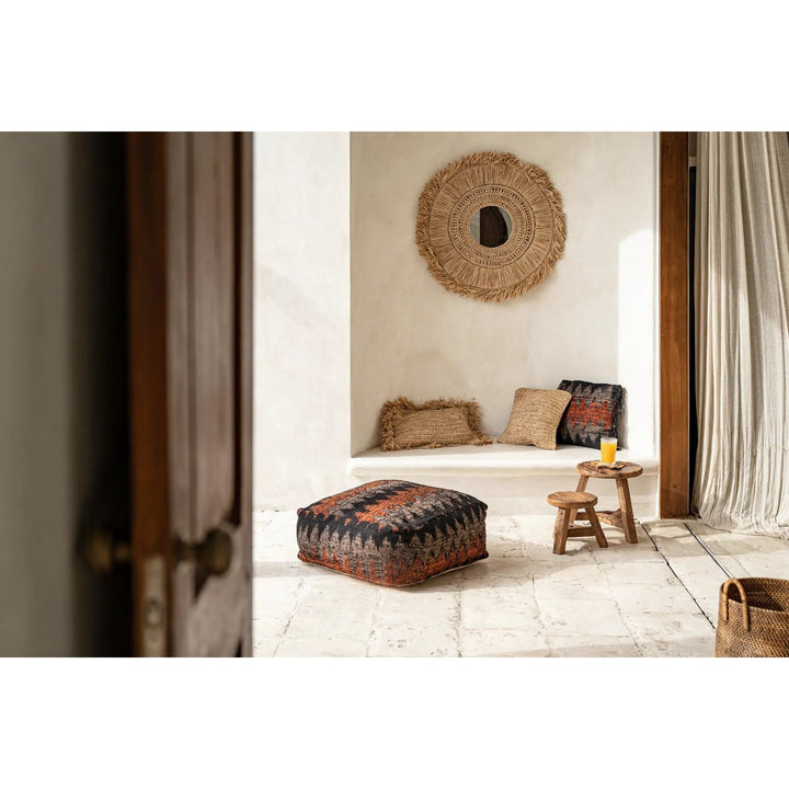Boho-Pouf aus Baumwolle – Oh My Gee in Schwarz-Orange