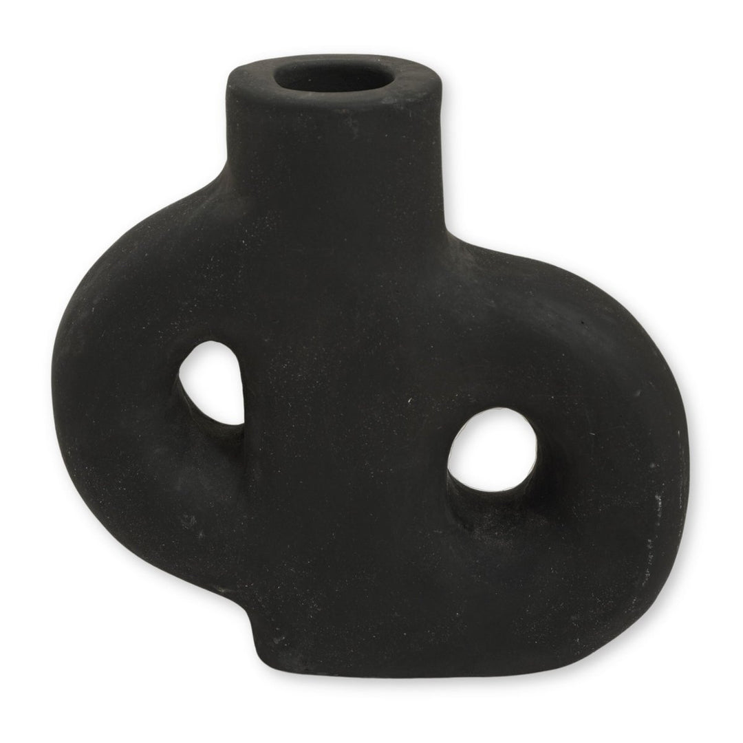 Boho-Vase „Lembah“ – Klein, Handgegossen aus Schwarzem Ton