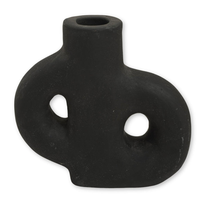 Boho-Vase „Lembah“ – Klein, Handgegossen aus Schwarzem Ton
