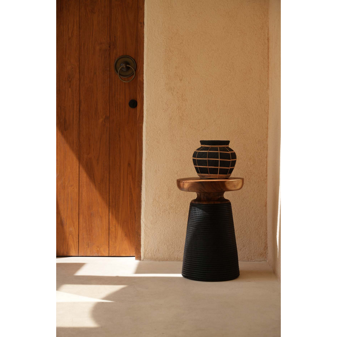 Bauchvase – Küstenflair im Boho-Stil | Schwarz Natur (Größe M)
