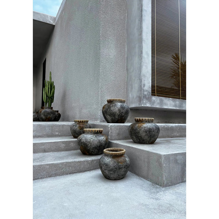 The Styly Vase - Küstenflair im Boho-Stil | Antikgrau (Größe M)