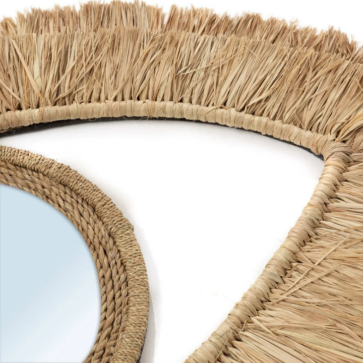 Raffia-Augenspiegel – Natürlicher Boho-Spiegel | Handgefertigt aus Bast