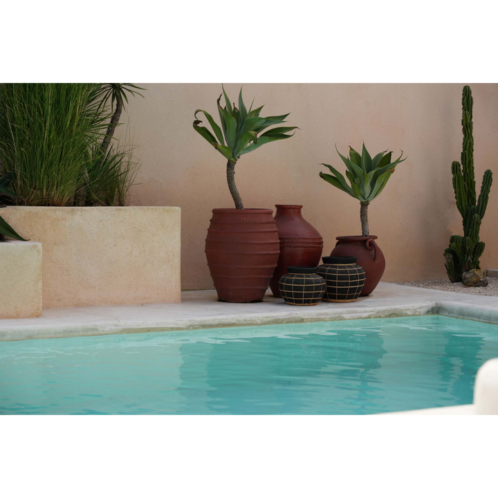 Bauchvase – Küstenflair im Boho-Stil | Schwarz Natur (Größe L)