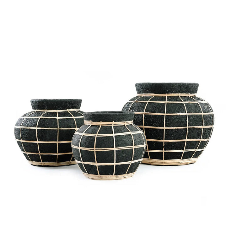 Bauchvase – Küstenflair im Boho-Stil | Schwarz Natur (Größe M)