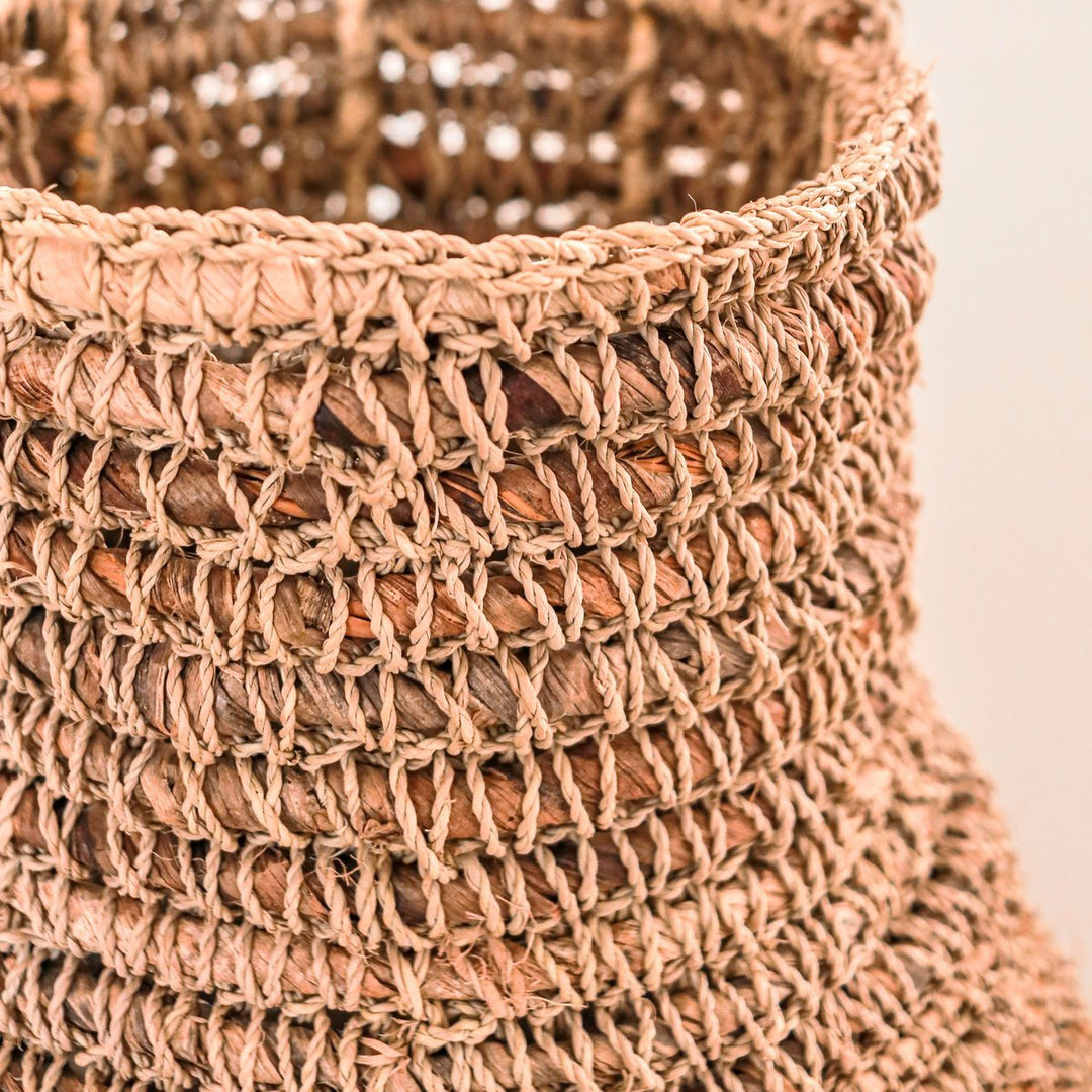 Gewebte Boho-Vase SAKRA – Bananenfaser & Bast | Nature-Look
