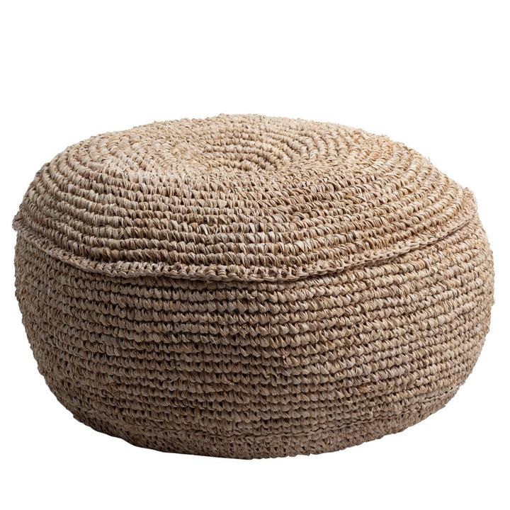 Runder Boho-Hocker Telu – Handgefertigter Bast-Sitzpouf (2 Größen)